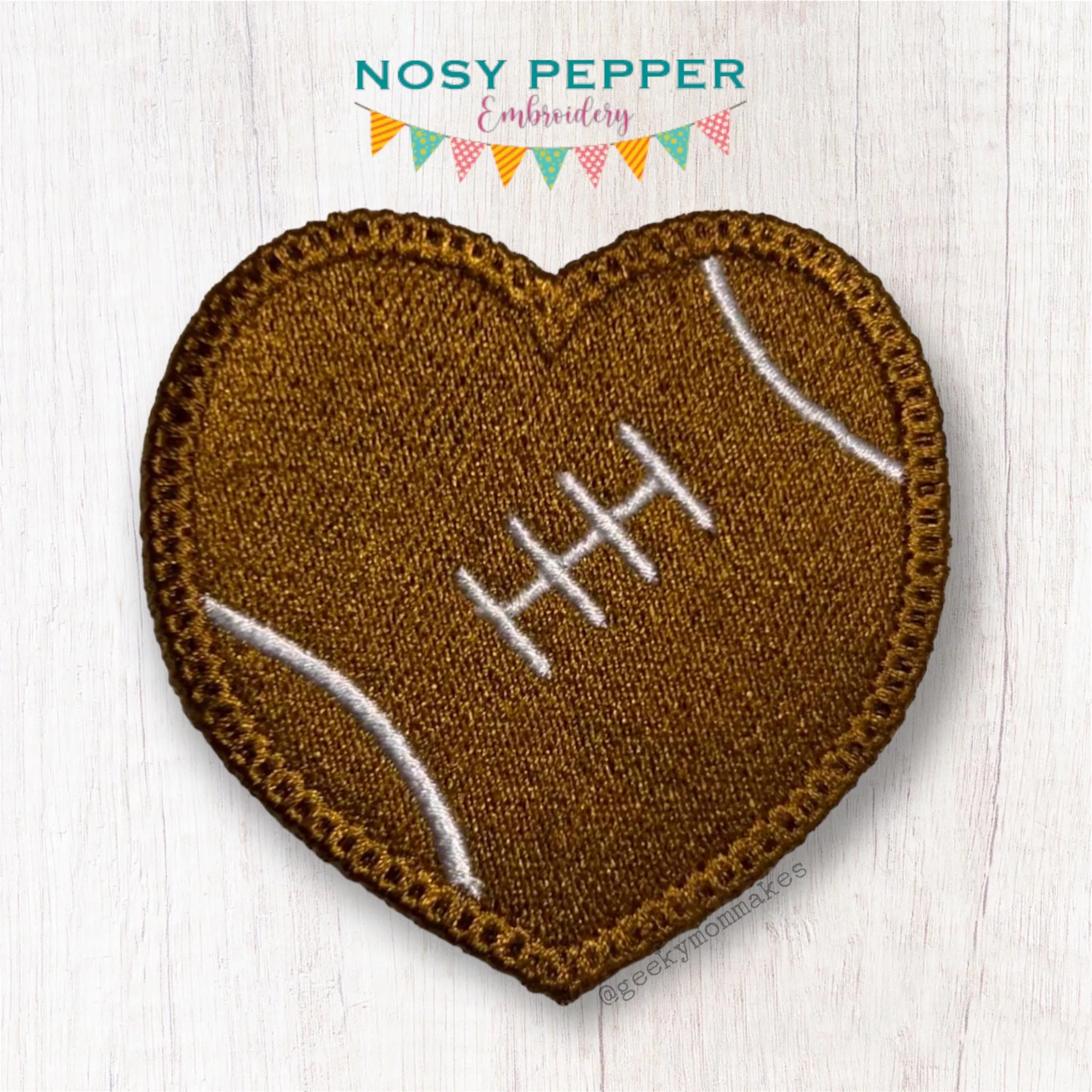 Football Heart Patch machine embroidery file(2 sizes included) DIGITAL DOWNLOAD