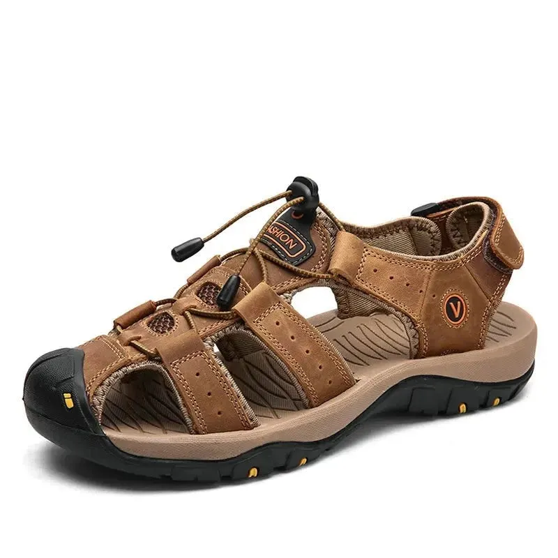 Genuine Leather Sandals Soft Outdoor Casual Shoes Men Brand Summer Footwear New Large Size 38-48 Fashion Sandals For Men v1