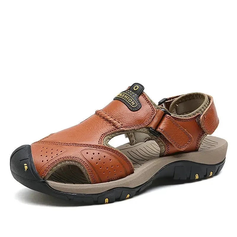 Genuine Leather Sandals Soft Outdoor Casual Shoes Men Brand Summer Footwear New Large Size 38-48 Fashion Sandals For Men v1