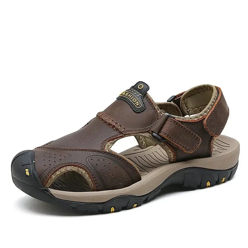 Genuine Leather Sandals Soft Outdoor Casual Shoes Men Brand Summer Footwear New Large Size 38-48 Fashion Sandals For Men v1