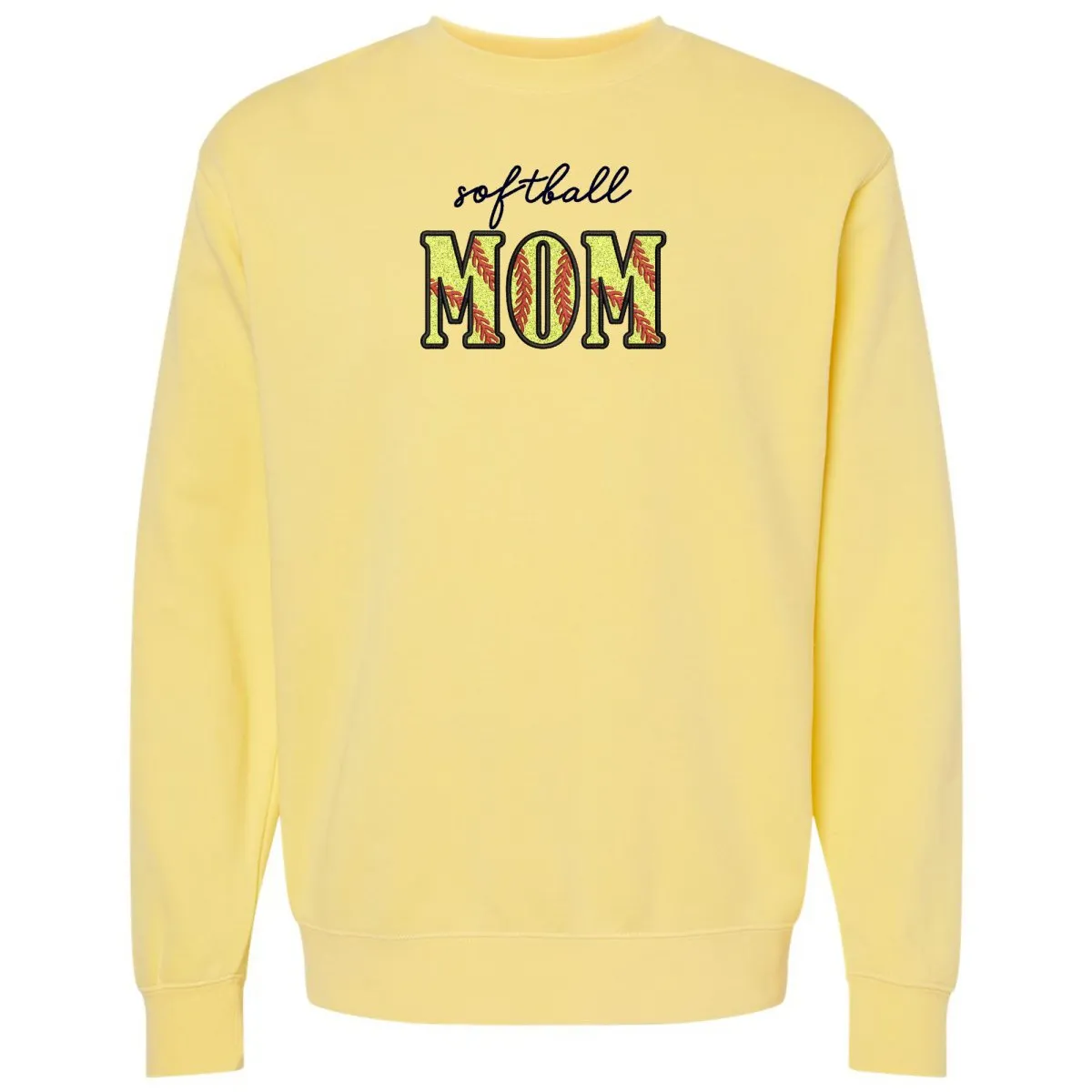 Glitter Embroidery 'Softball Mama/Mom' Cozy Crew