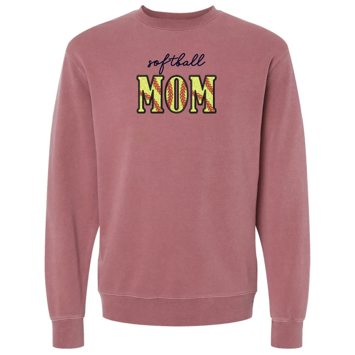 Glitter Embroidery 'Softball Mama/Mom' Cozy Crew