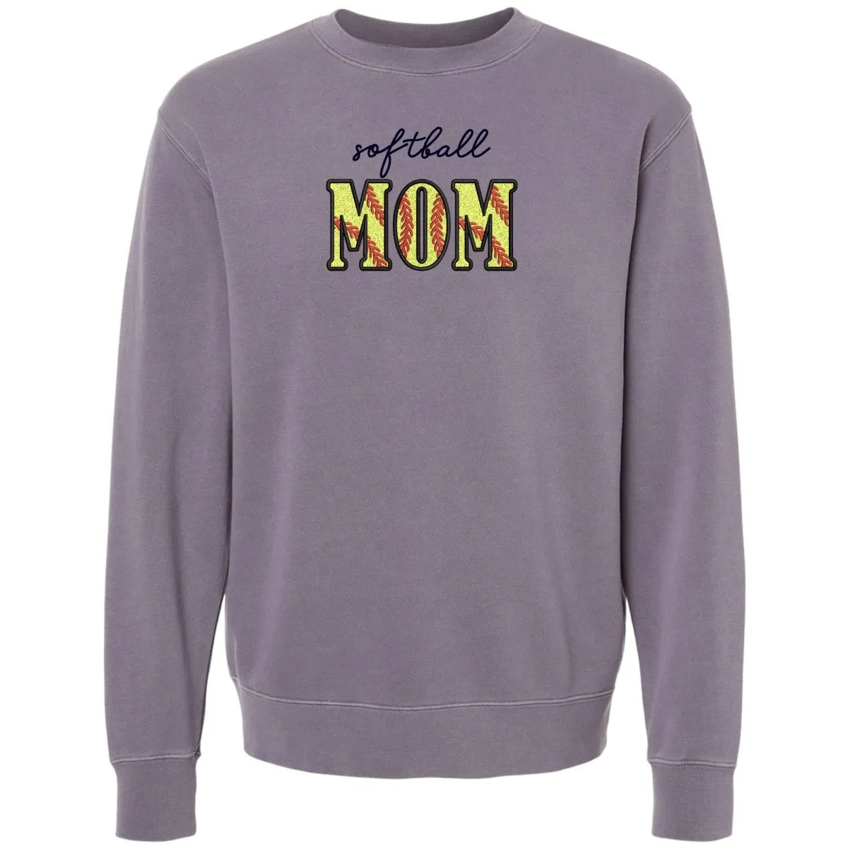 Glitter Embroidery 'Softball Mama/Mom' Cozy Crew