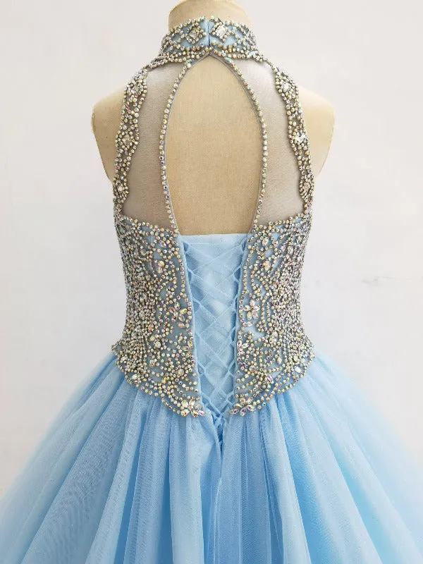 Glitzly Beaded Bodice Little Girls Sky Blue Value Pageant Dress