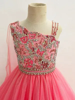 Glitzy Beaded Bodice Little Princess Formal Dress Pageant