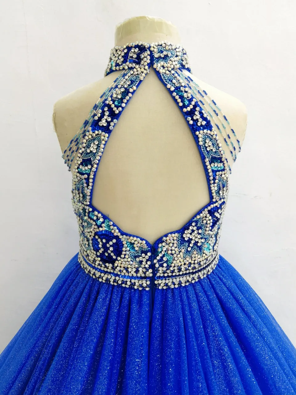 Glitzy Beaded Bodice Open Back Gorgeous Teen Royal Pageant Gown