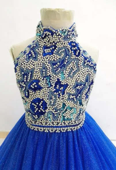 Glitzy Beaded Bodice Open Back Gorgeous Teen Royal Pageant Gown