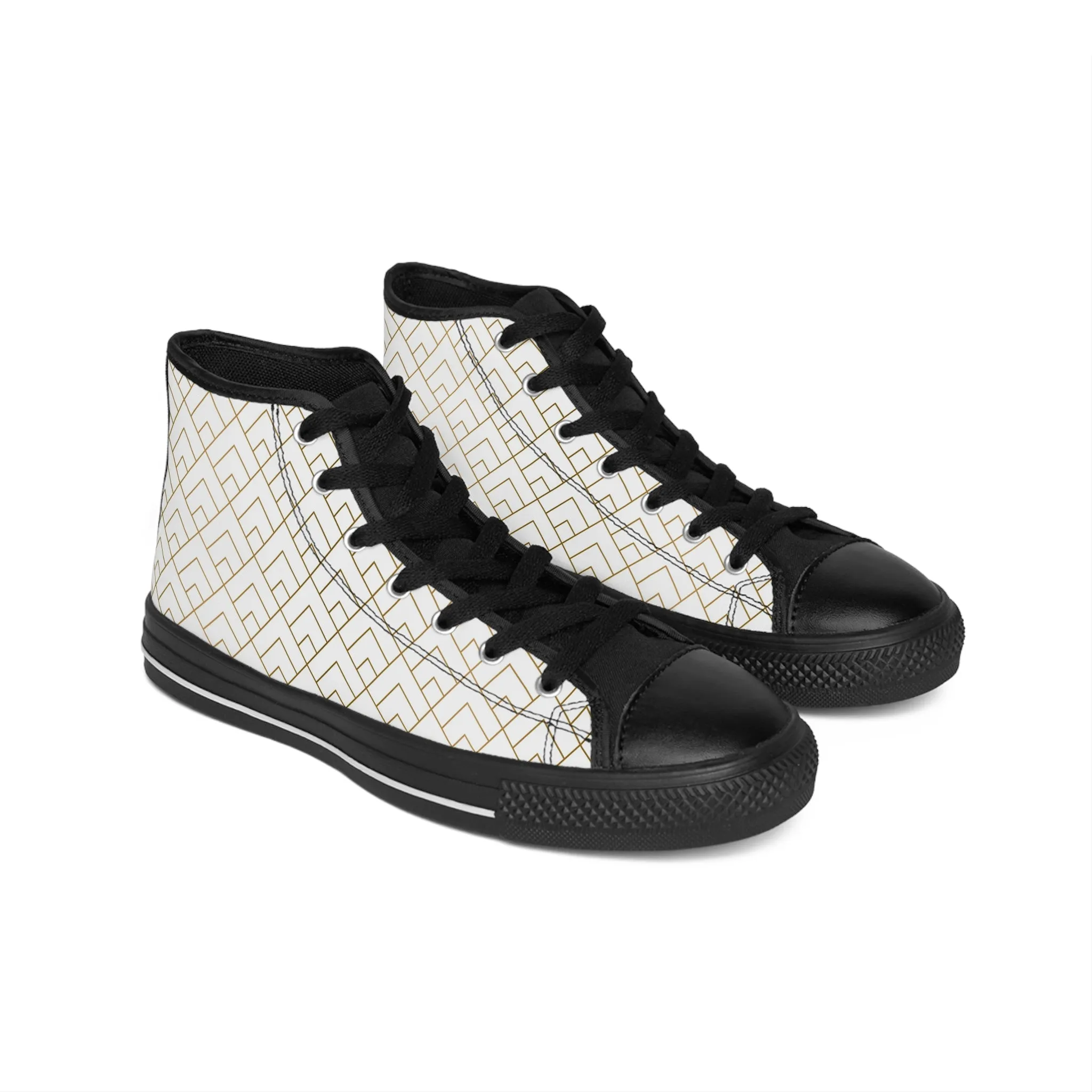 Gold Mosiac Pyramid Pattern Women's Classic Sneakers