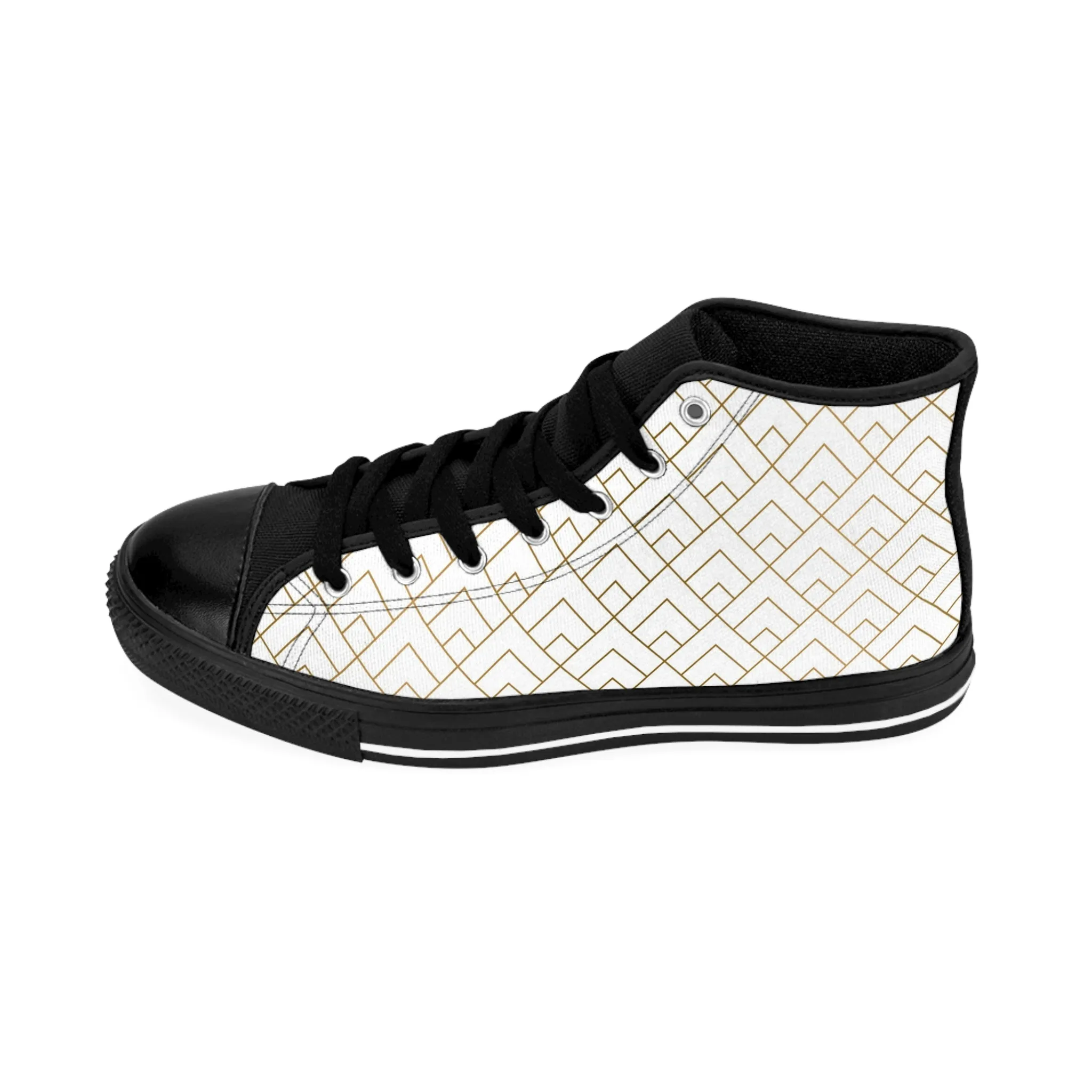 Gold Mosiac Pyramid Pattern Women's Classic Sneakers