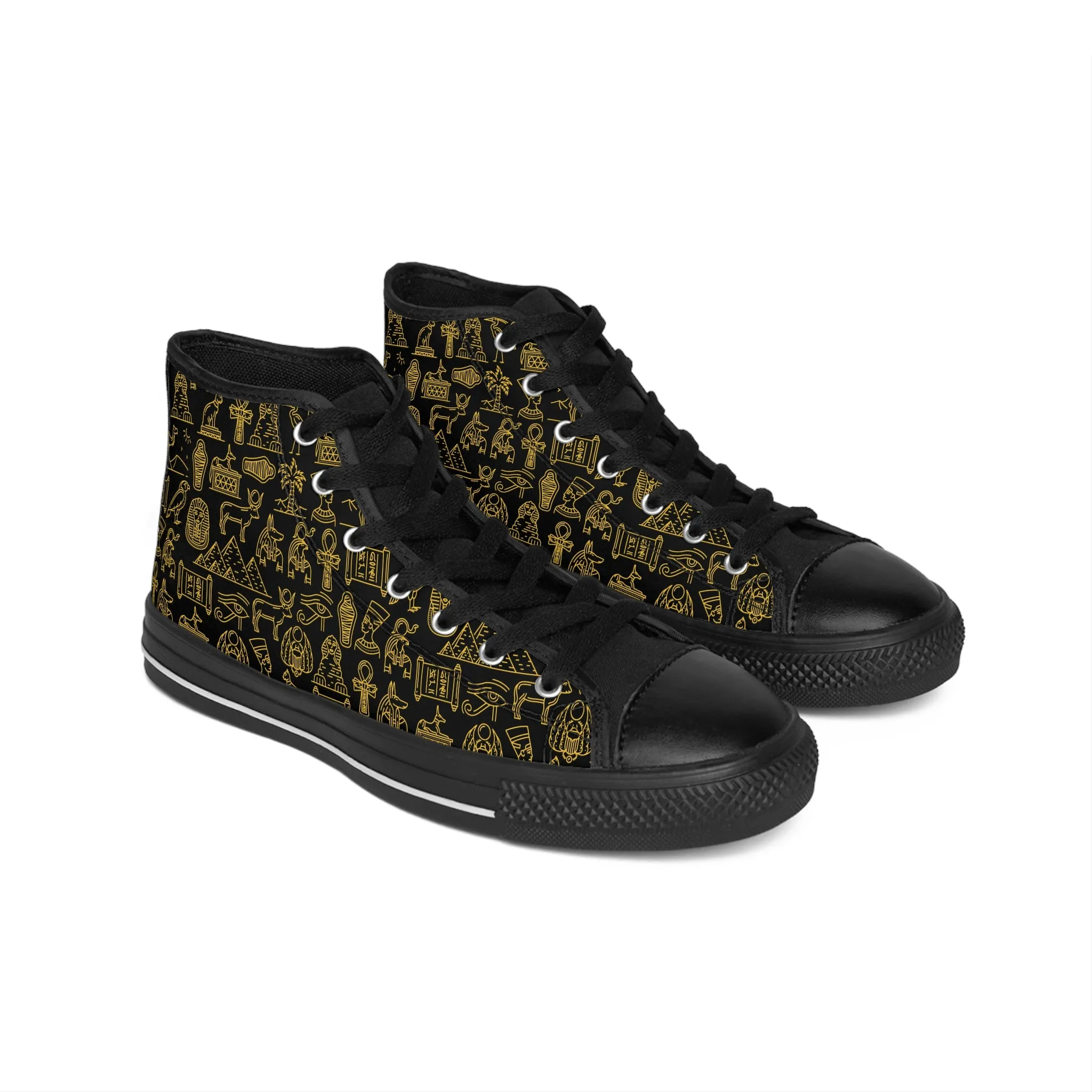 Golden Egyptian Pattern Theme Women's Classic Sneakers