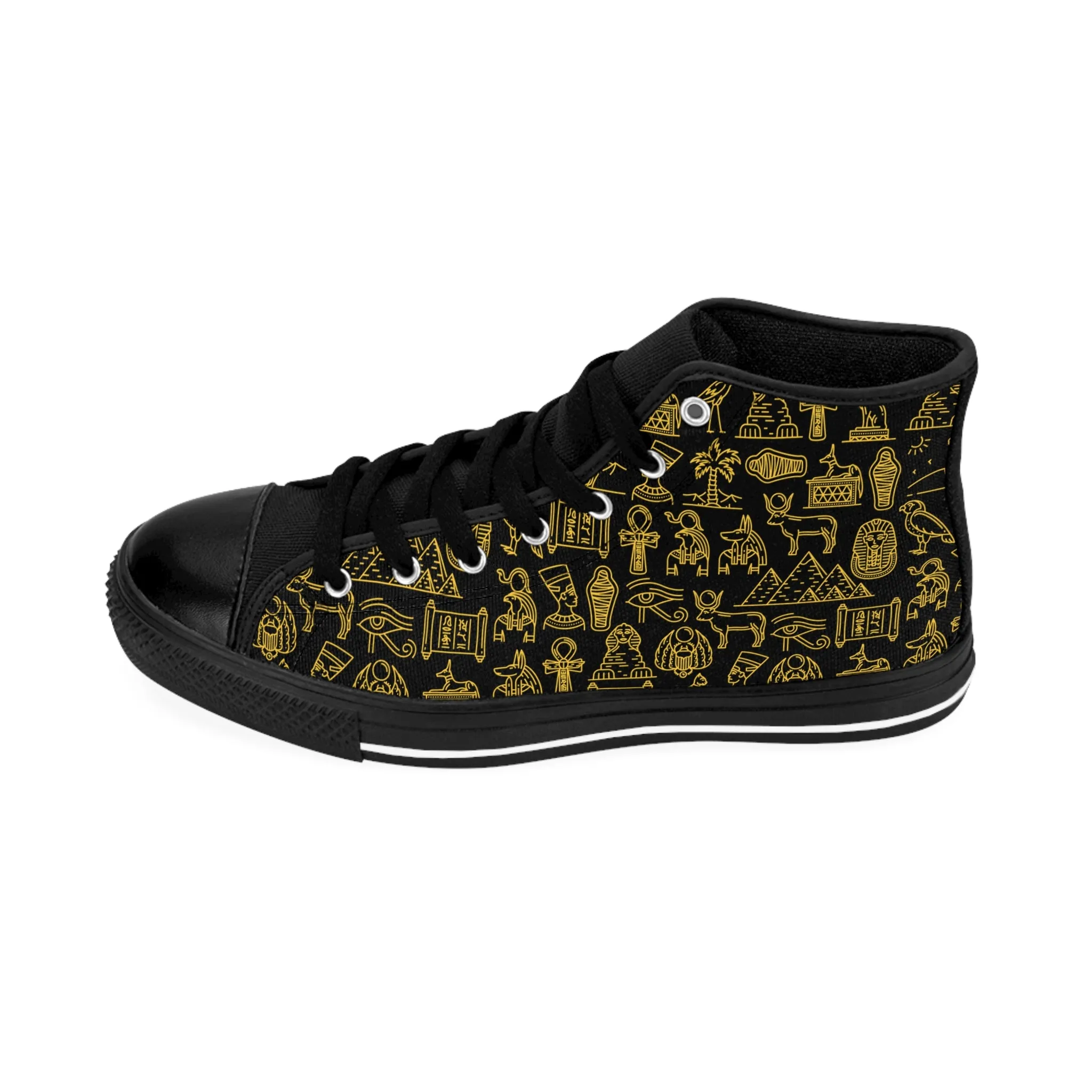 Golden Egyptian Pattern Theme Women's Classic Sneakers