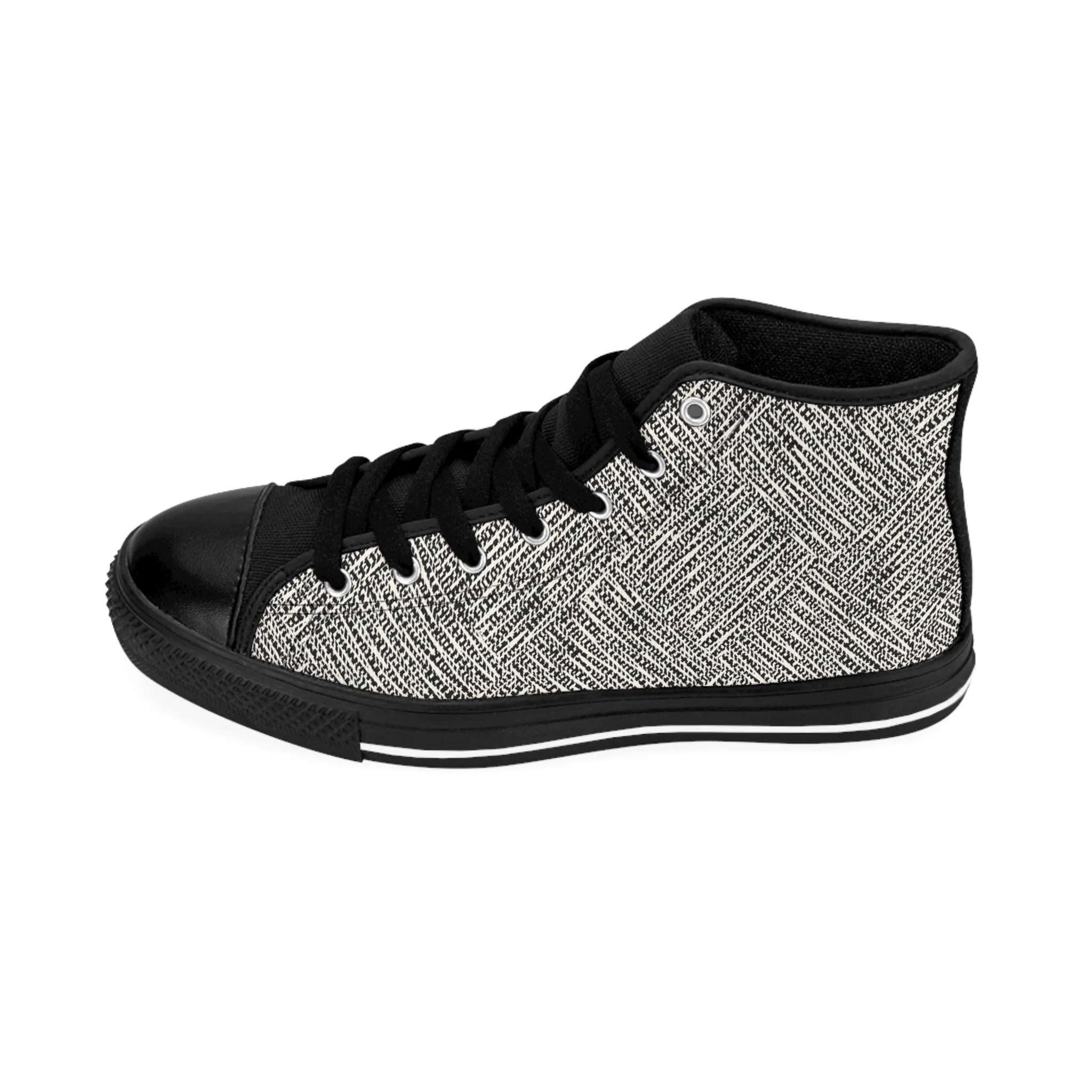 Grey Checkered Pattern Women's Classic Sneakers