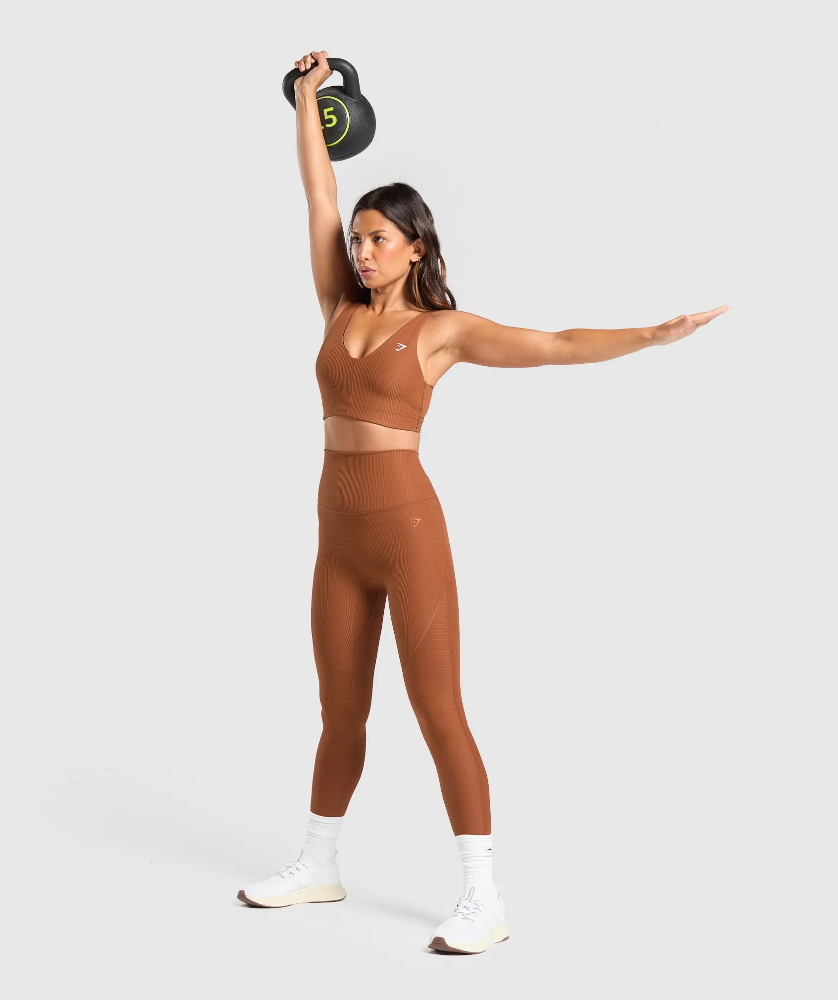 Gymshark Ribbed Sports Bra - Copper Brown