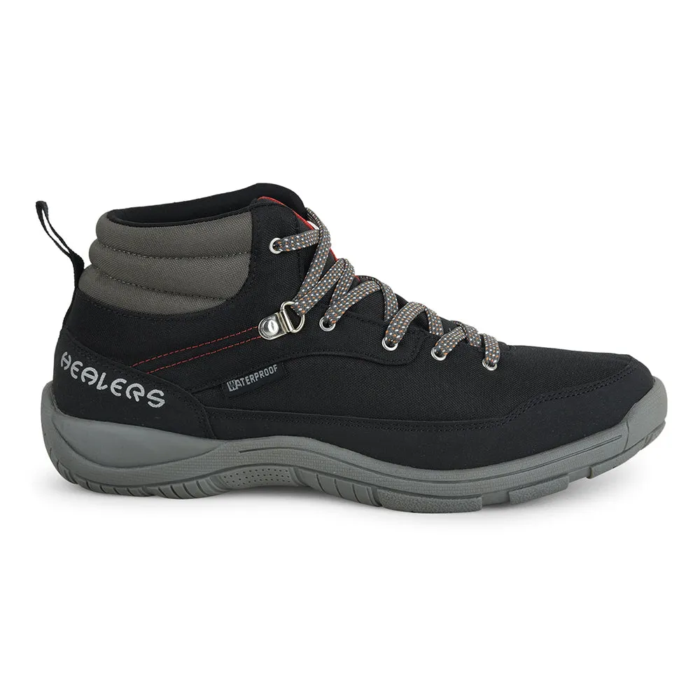 Healers Sports Black Trekking Lacing Shoes For Men RACE-2 By Liberty