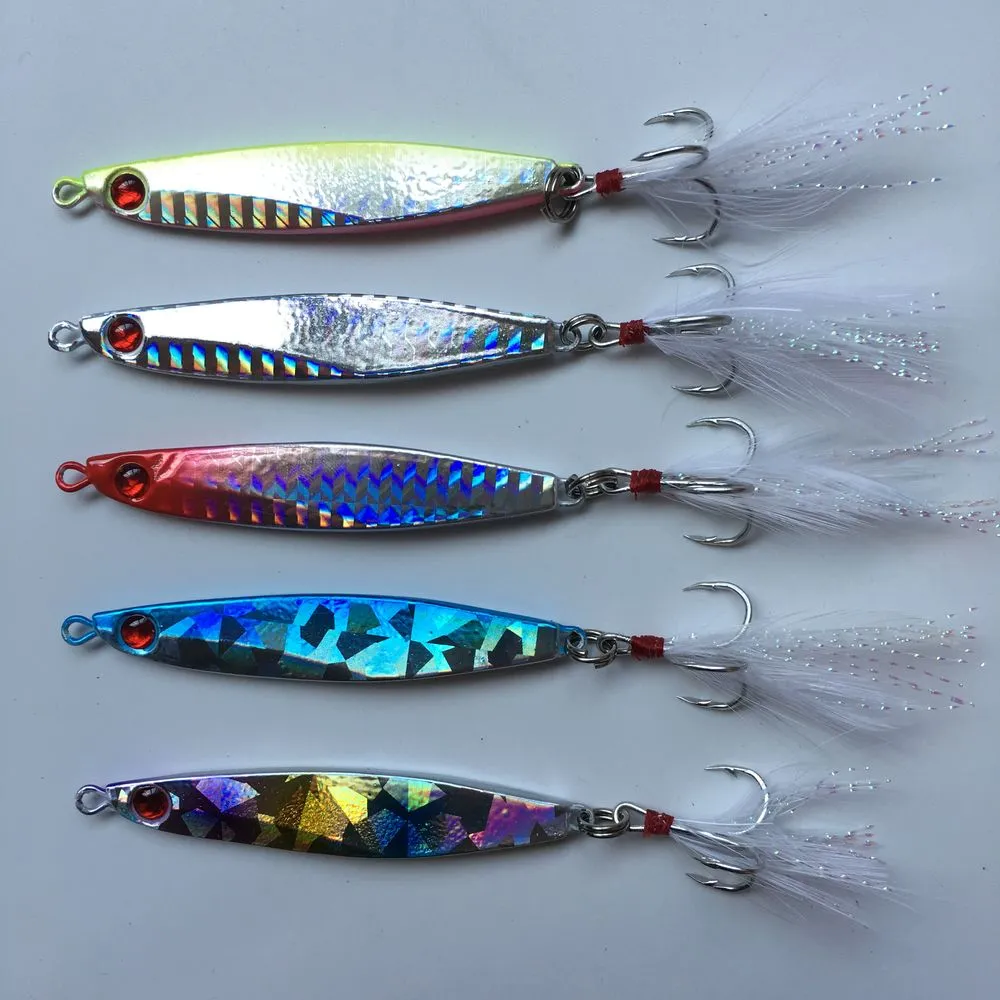 HOT 2016 10g 14g 21g Fishing Spoon Lure 5 colors iscas artificiais Metal Jig Lure Slice Jigbait spoon Treble Hook jigging lure