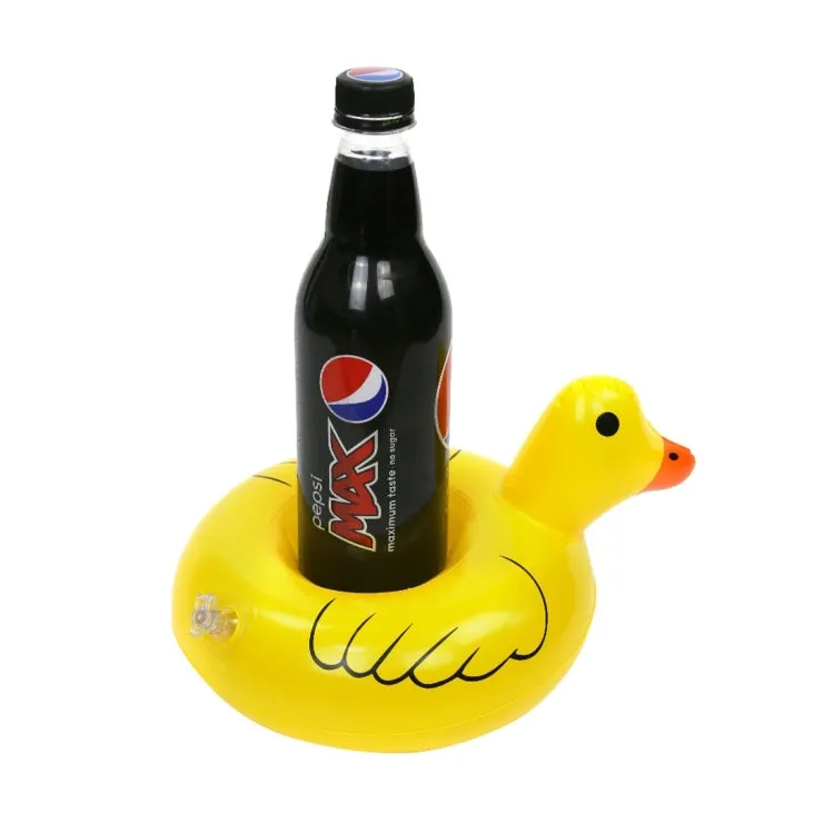 Inflatable Yellow Duck Shaped Floating Drink Holder, Inflated Size: About 23 x 19cm