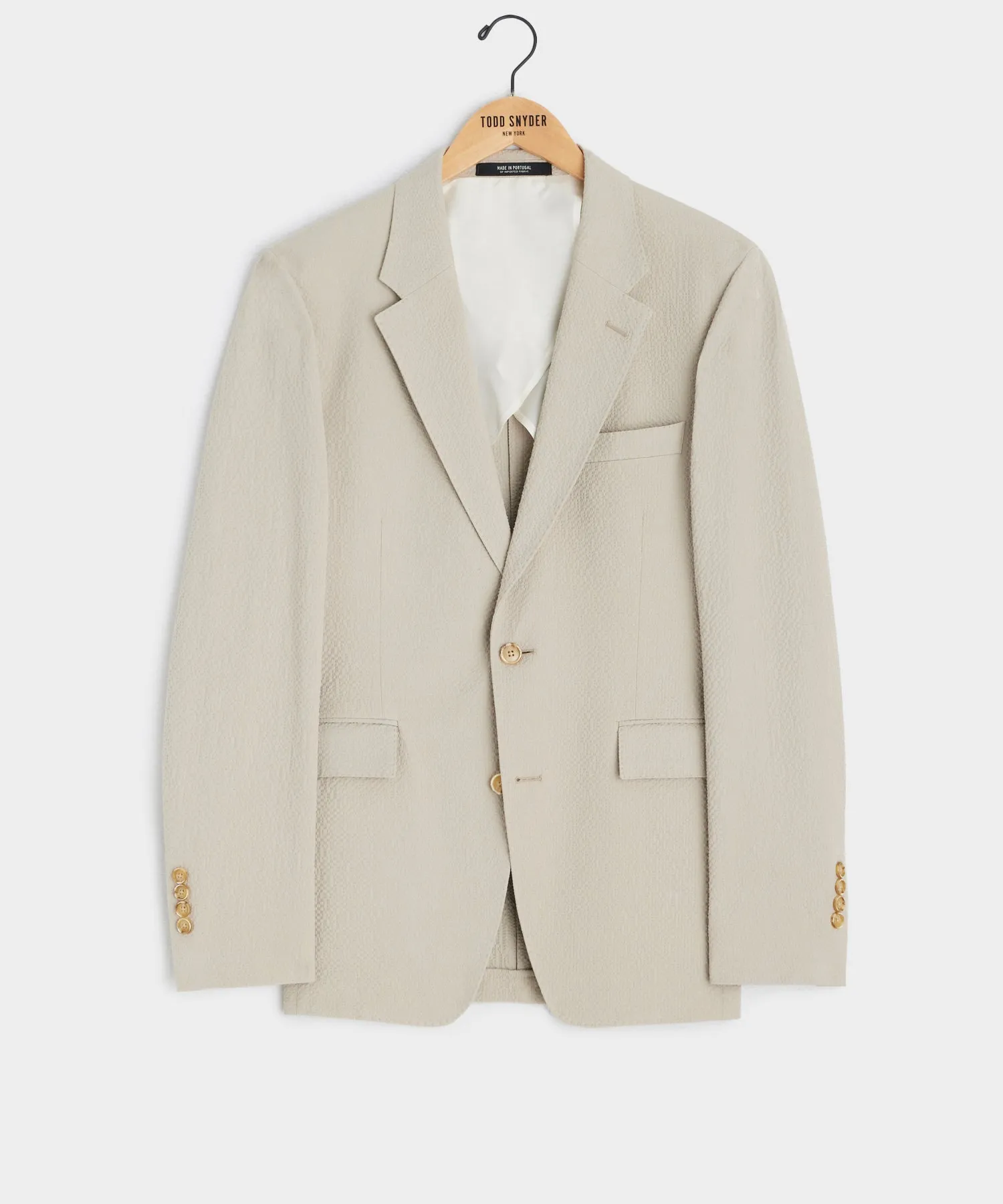 Italian Seersucker Sutton Jacket in Stone