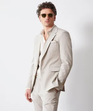 Italian Seersucker Sutton Jacket in Stone