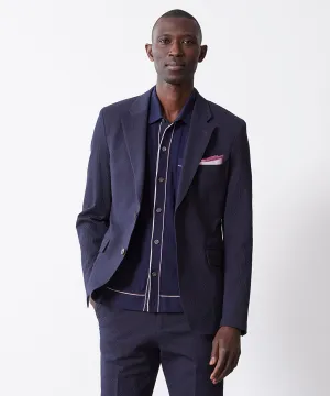 Italian Seersucker Sutton Suit Jacket in Navy