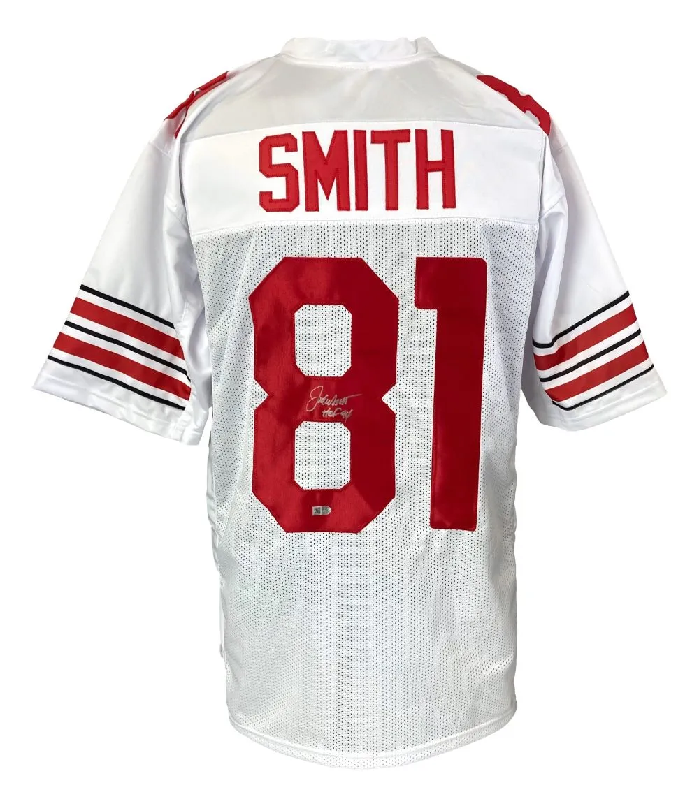 Jackie Smith St. Louis Signed White Football Jersey HOF 94 Sports Integrity