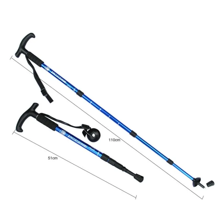 JUNGLELEOPARD Four-Section Curved Handle Aluminum Alloy Trekking Pole, Length: 52-110cm(Blue)