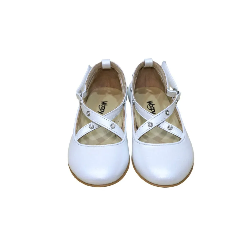 Kiddie Couture Gabrielle Leather Shoes Pearl White