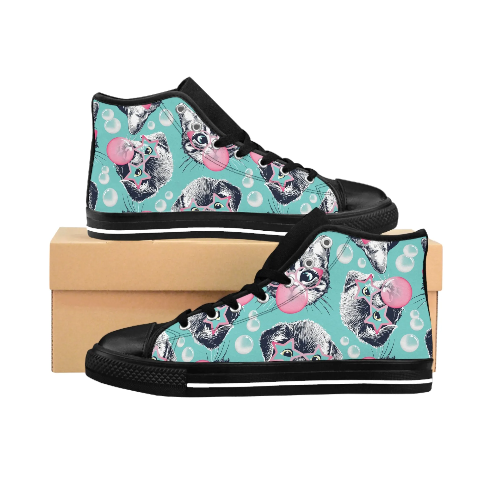 Kitten and Puppy Bubblegum Women's Classic Sneakers