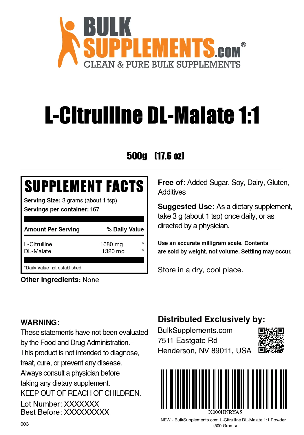 L-Citrulline DL-Malate 1:1 Powder