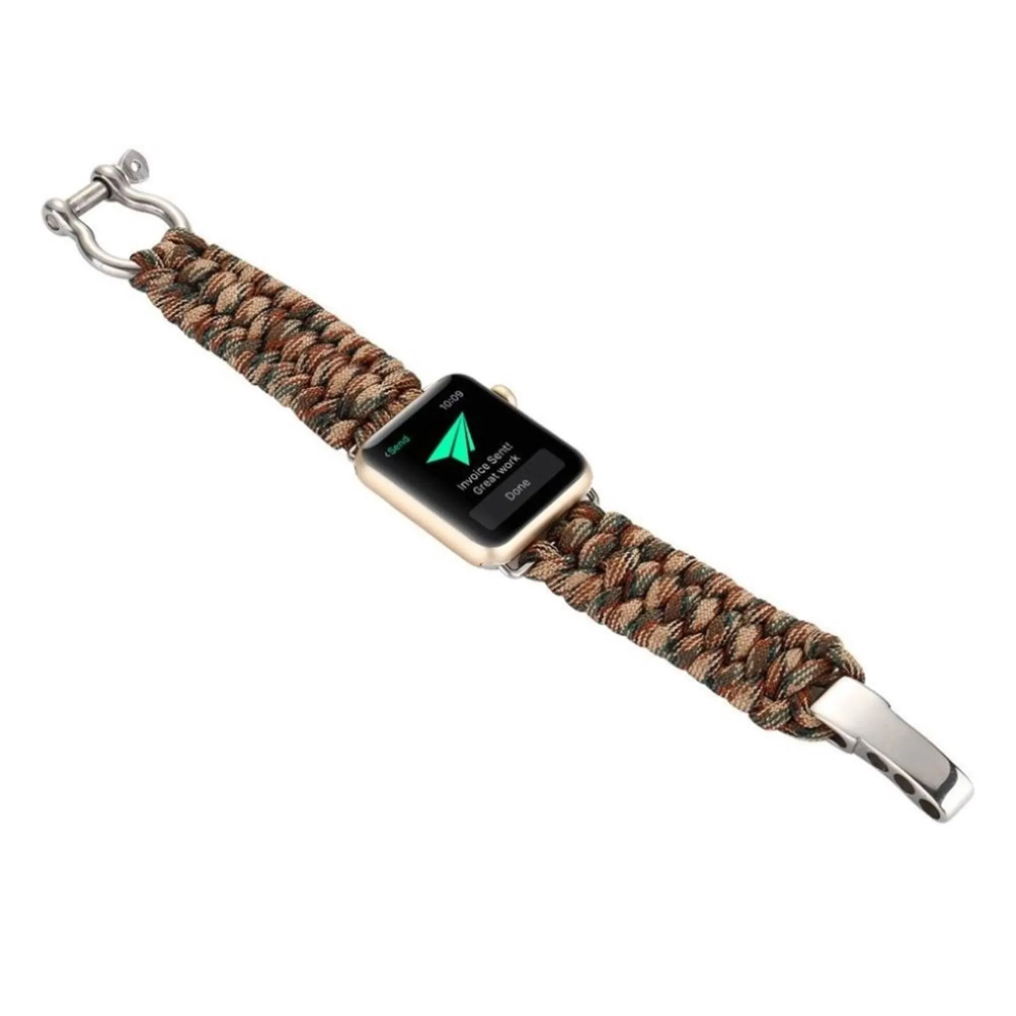 le Watch Series 4 44mm braided rope watch strap - Jungle Camouflage