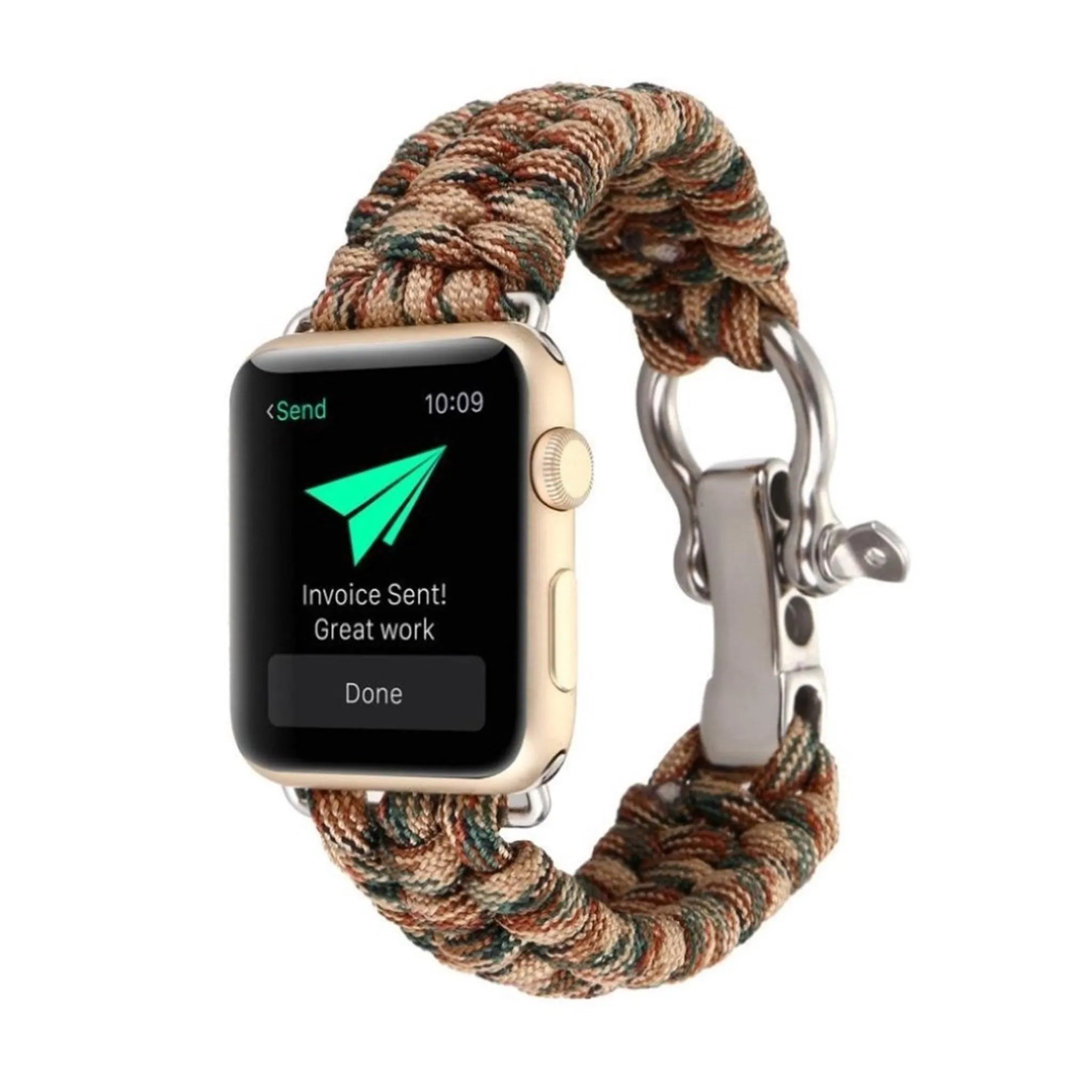 le Watch Series 4 44mm braided rope watch strap - Jungle Camouflage