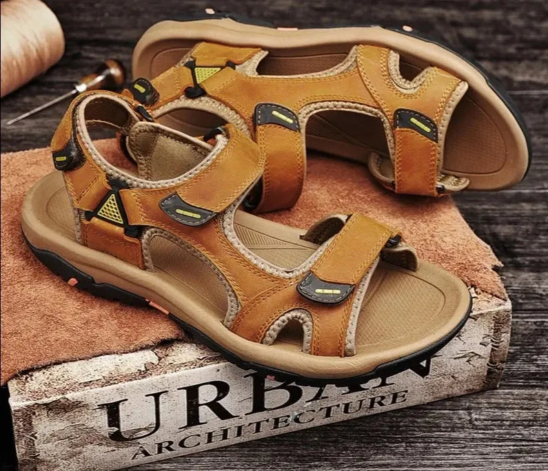 Leather Men Sandals Summer New Large Size Men Sandals Outdoor Men's Casual Shoes Fashion Sandals Slippers Big Size 37-46