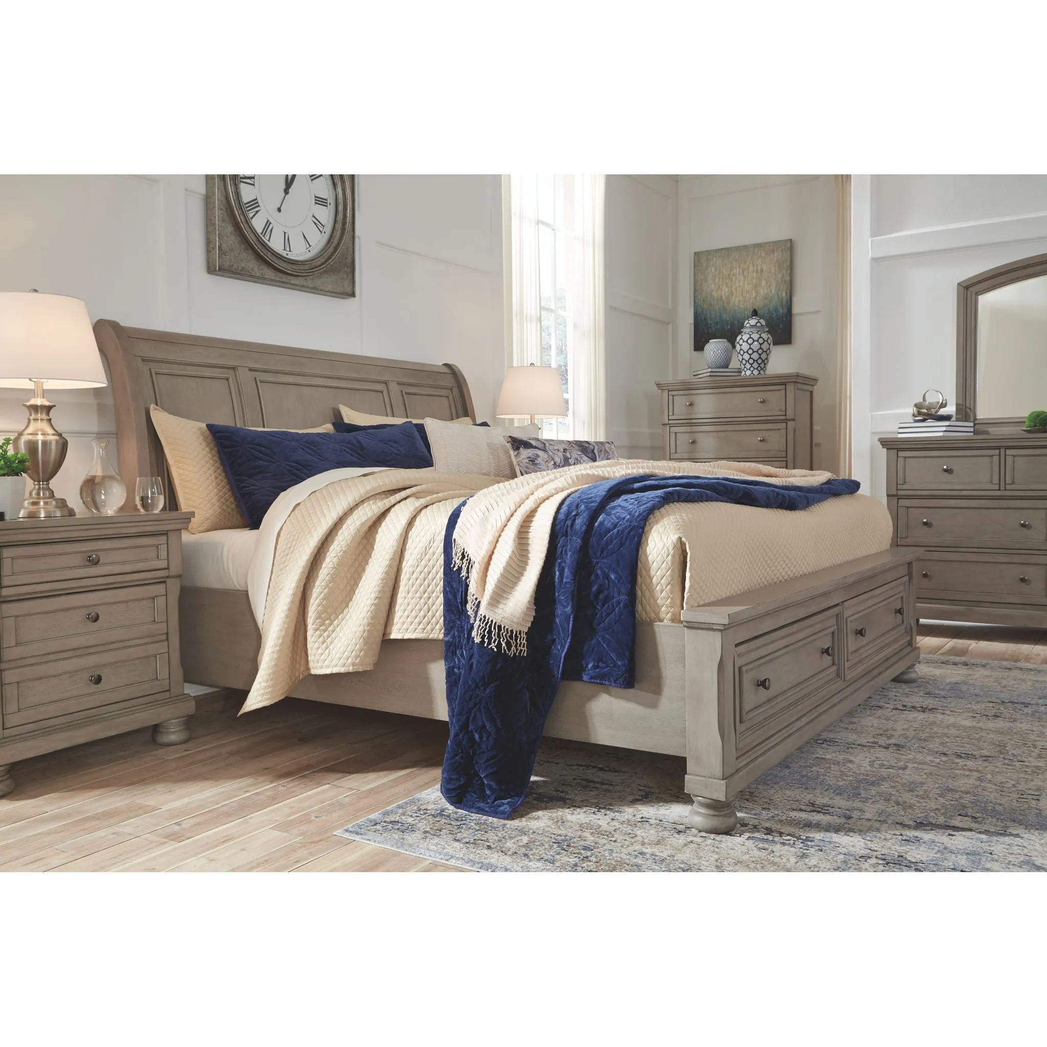 Lettner 3 Piece Sleigh Headboard with Storage Footboard