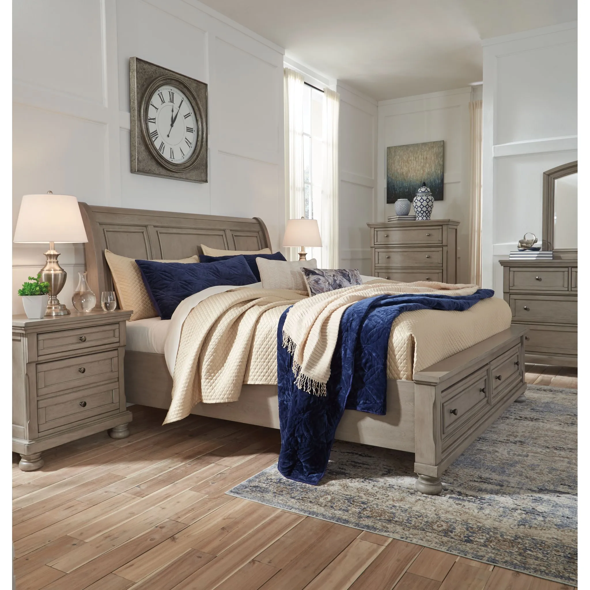 Lettner 3 Piece Sleigh Headboard with Storage Footboard