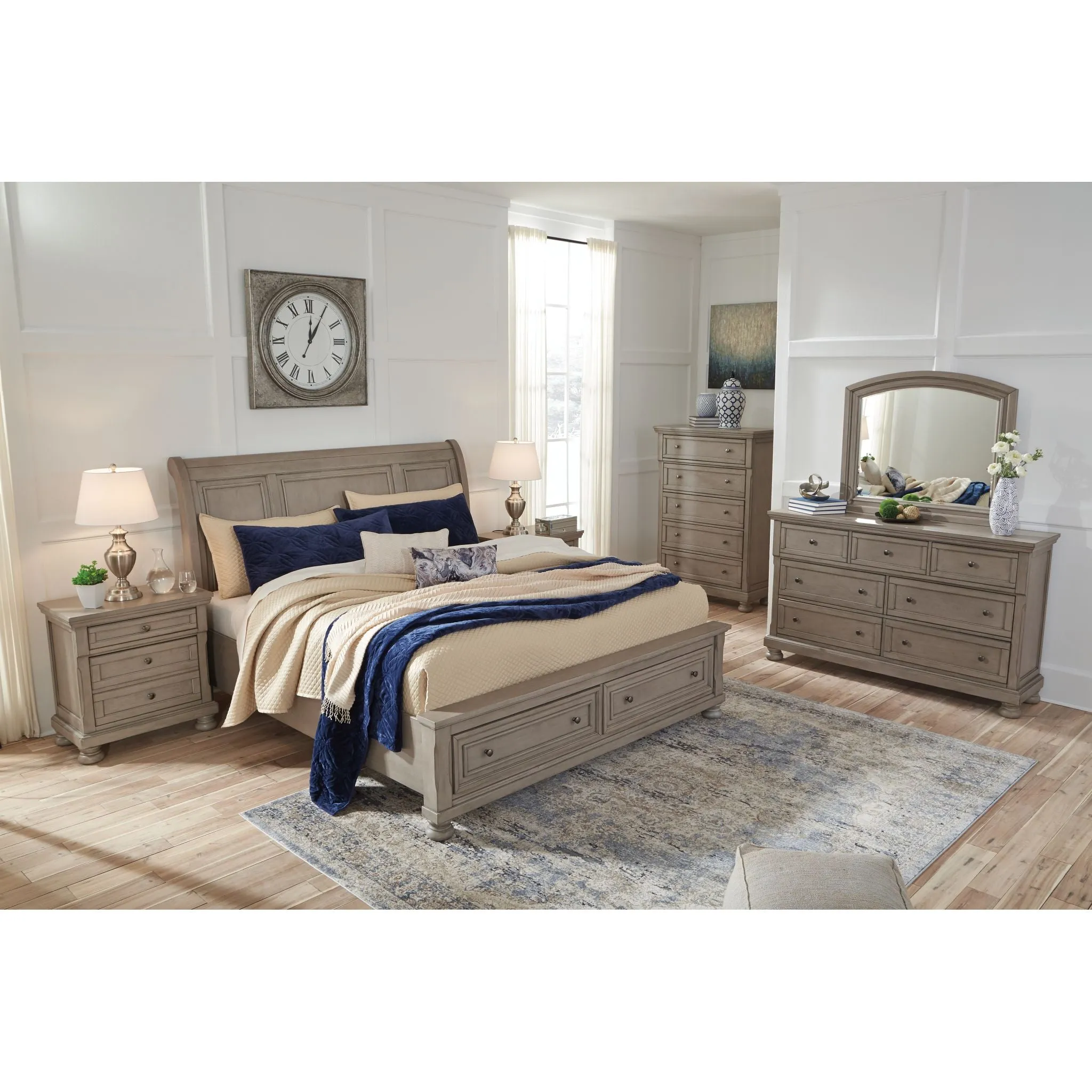 Lettner 3 Piece Sleigh Headboard with Storage Footboard