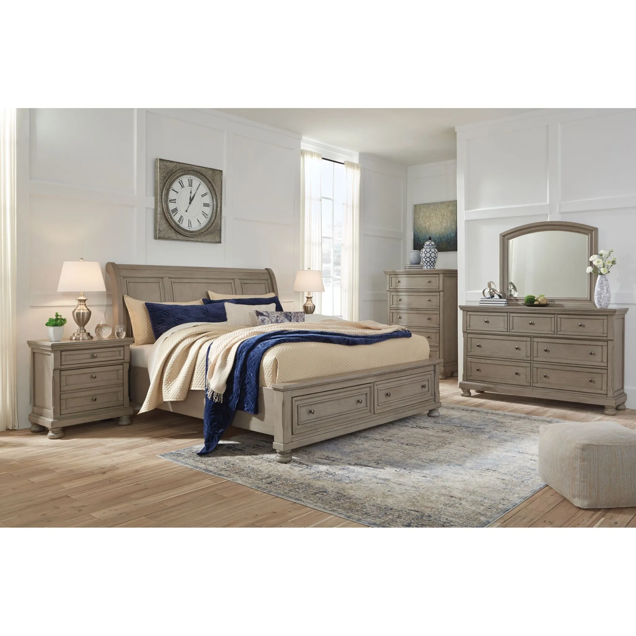 Lettner 3 Piece Sleigh Headboard with Storage Footboard