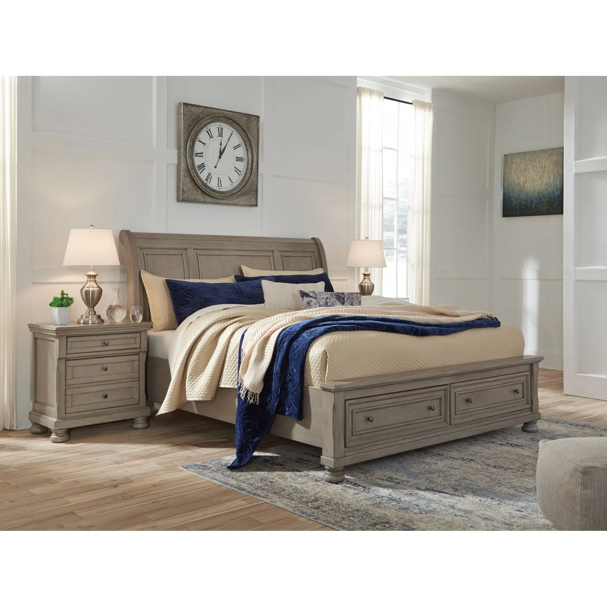 Lettner 3 Piece Sleigh Headboard with Storage Footboard