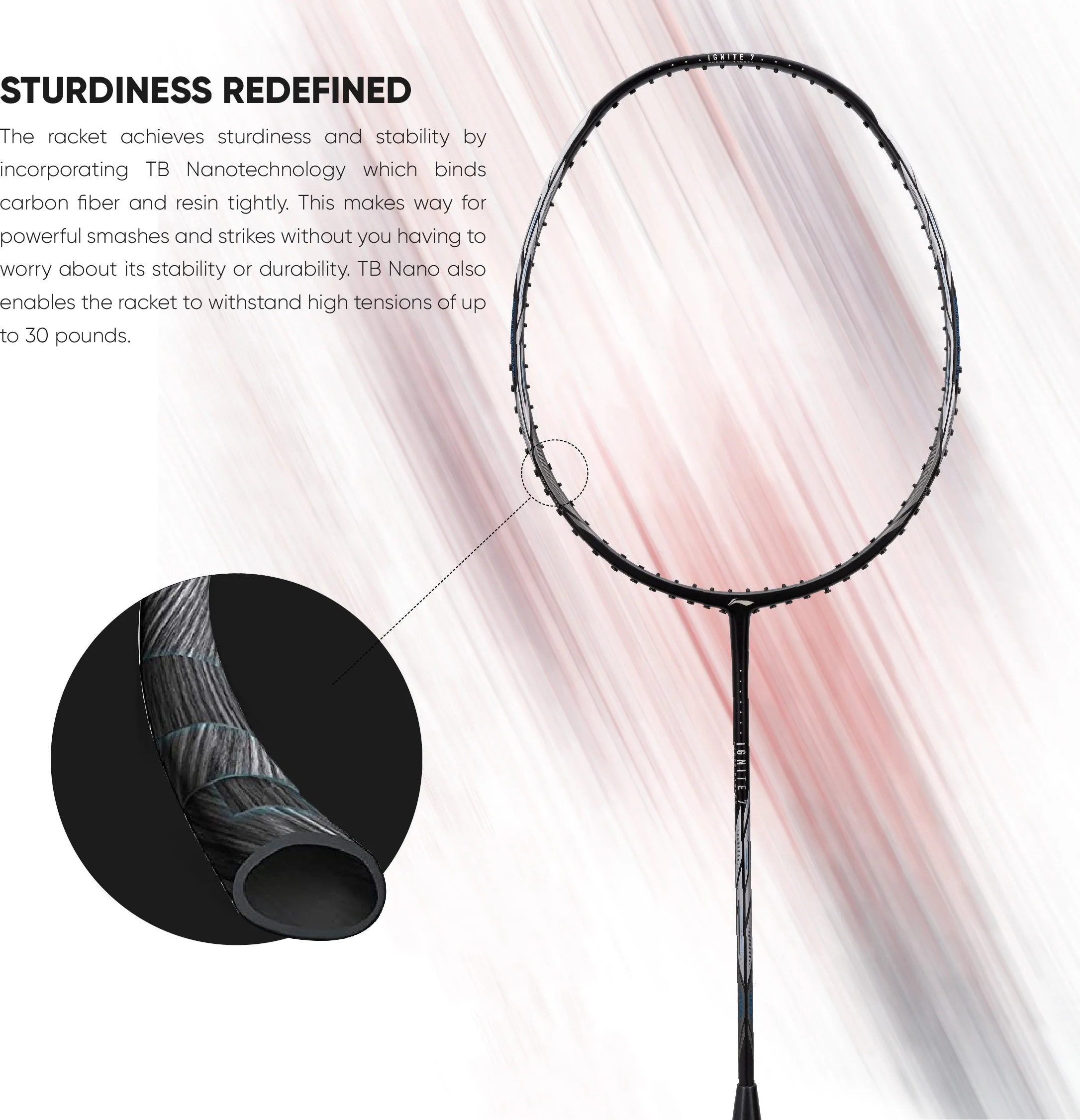 Li-Ning Ignite 7 Unstrung Badminton Racquet (Black / Silver)