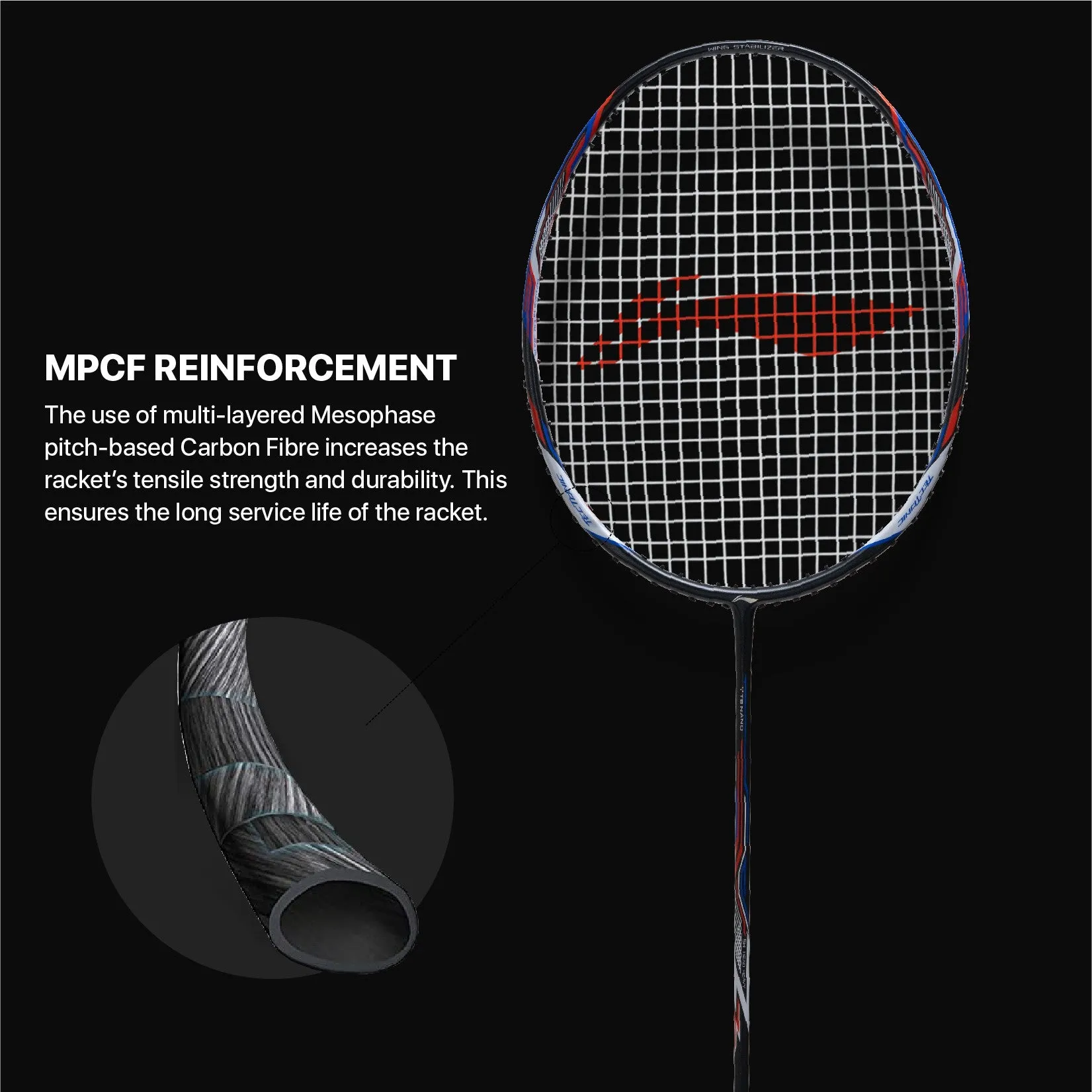 Li-Ning Tectonic 3R Strung Badminton Racquet (Grey / Blue / Orange)