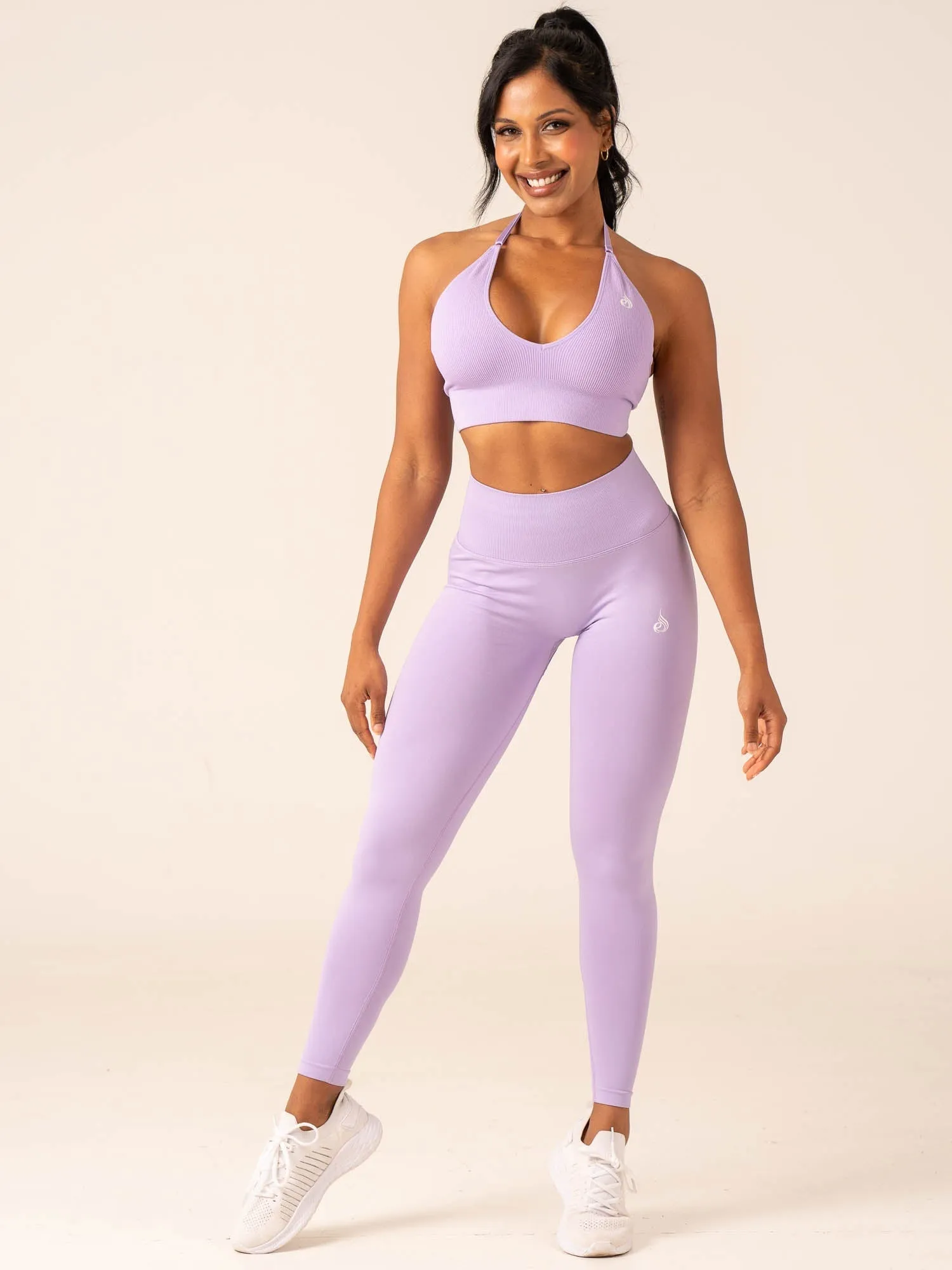 Lift Rib Seamless Halter Sports Bra - Lavender