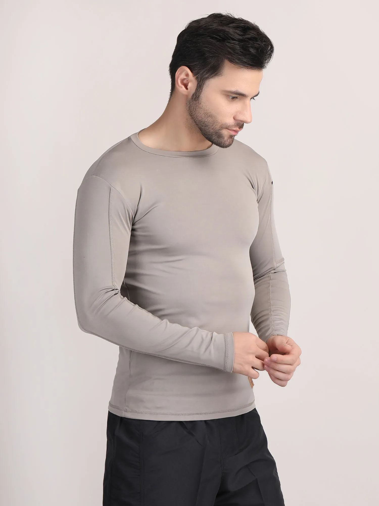 Long sleeve compression t shirt mens with phone holder