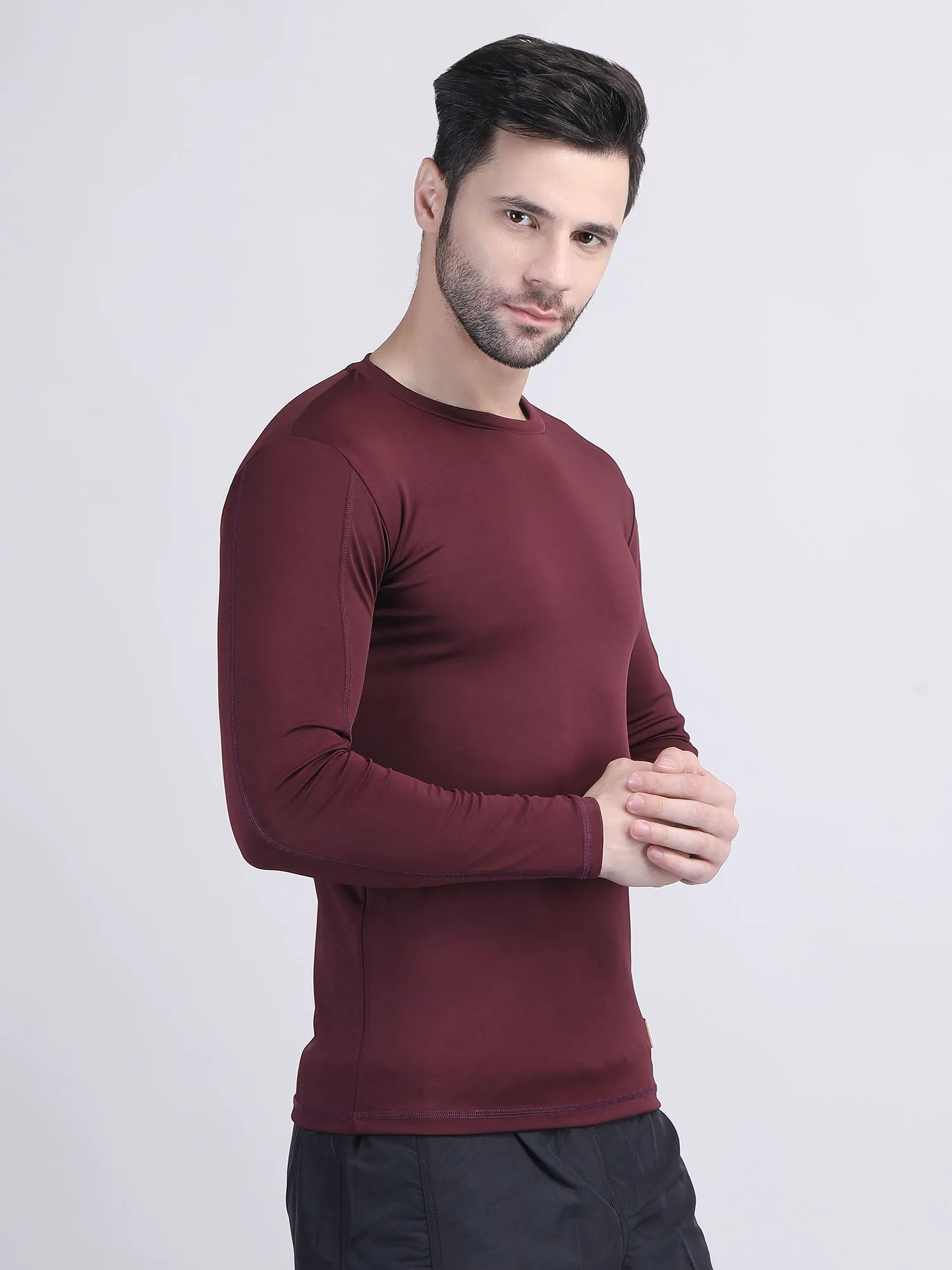 Long sleeve compression t shirt mens with phone holder