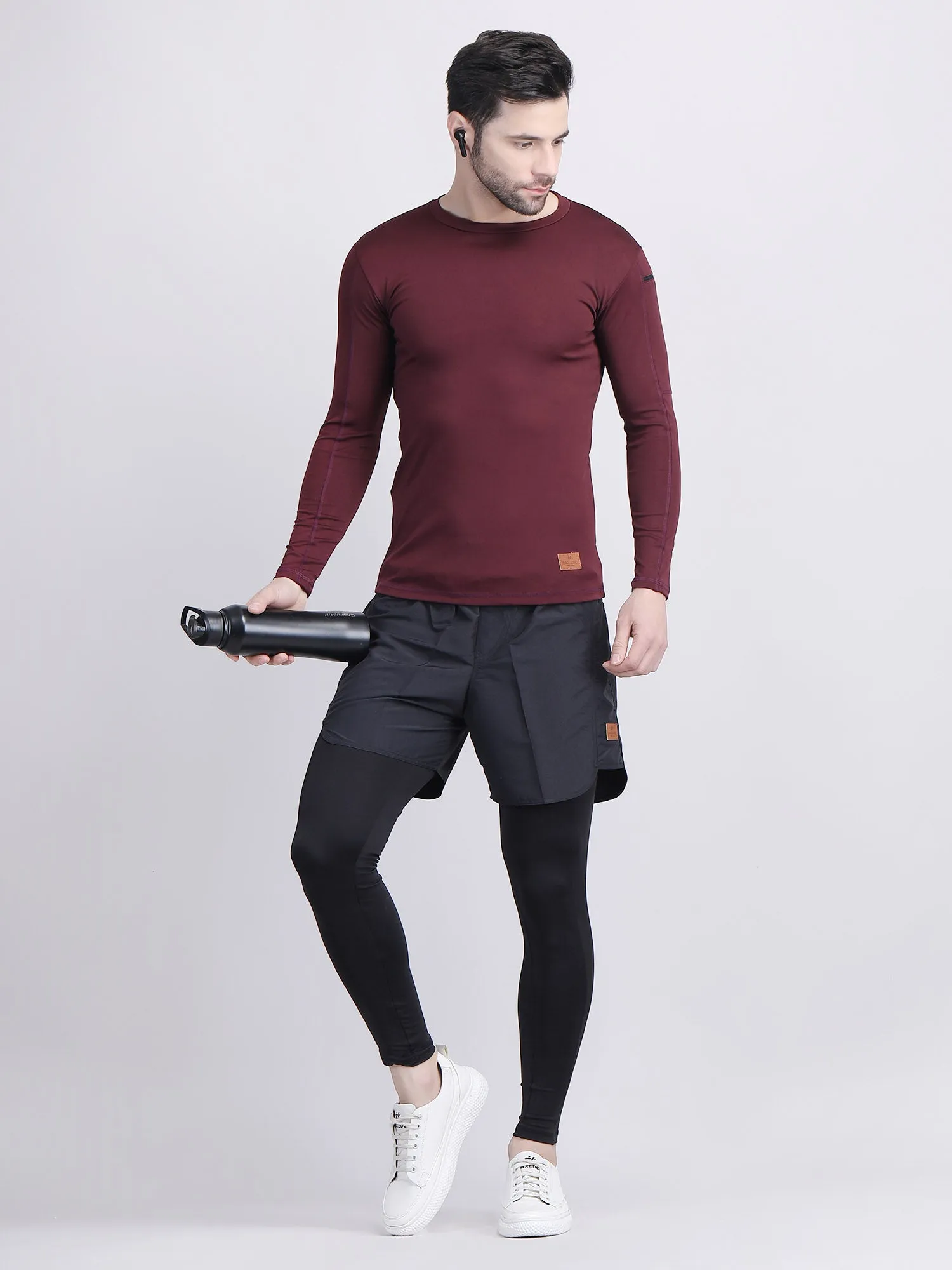 Long sleeve compression t shirt mens with phone holder