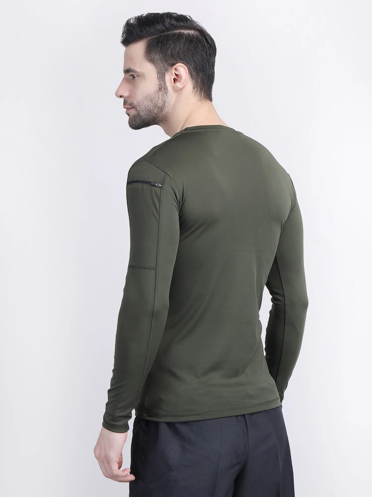 Long sleeve compression t shirt mens with phone holder