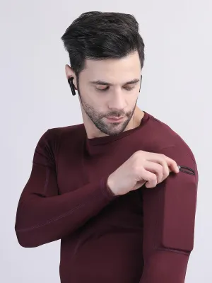 Long sleeve compression t shirt mens with phone holder