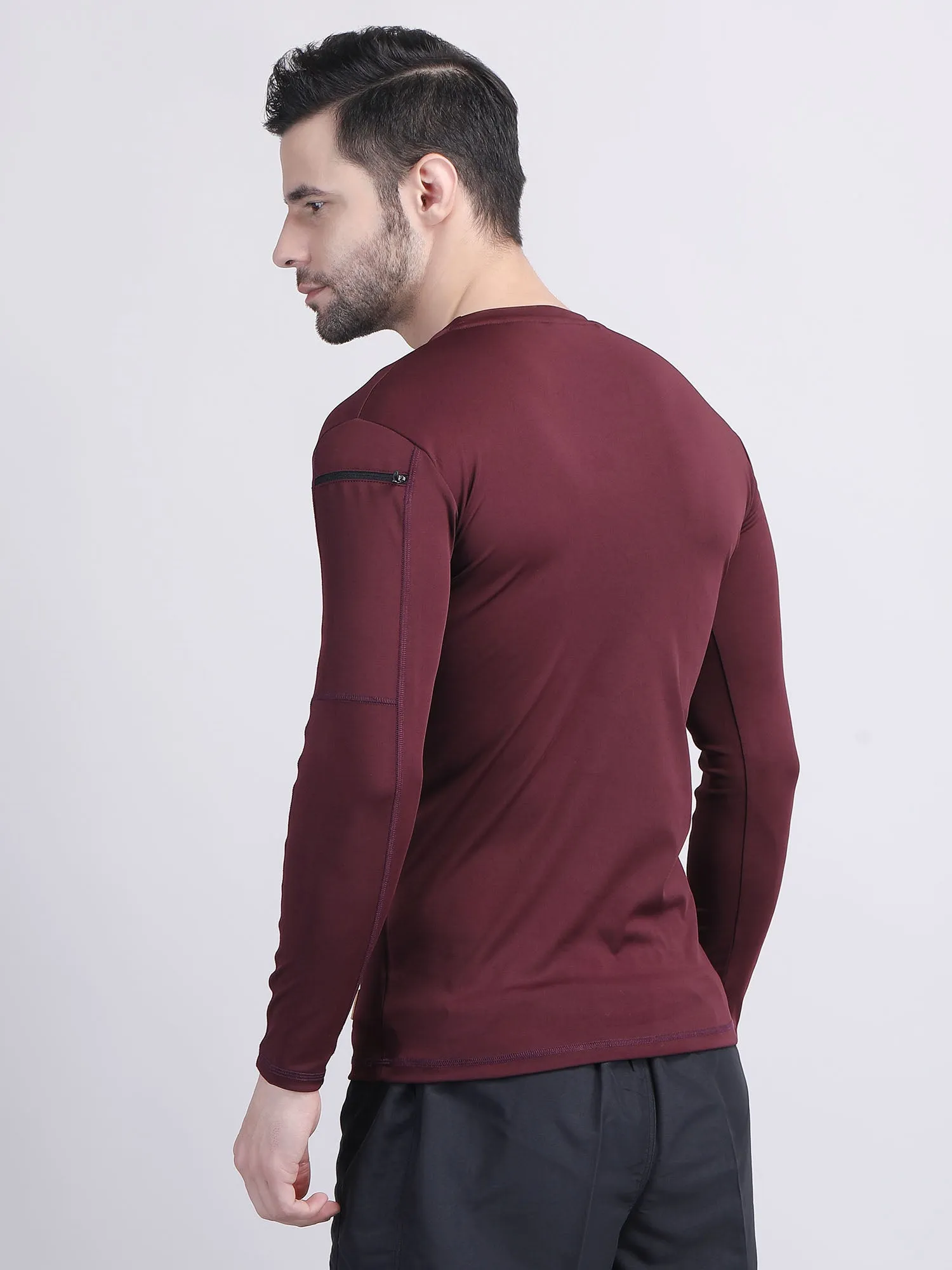 Long sleeve compression t shirt mens with phone holder