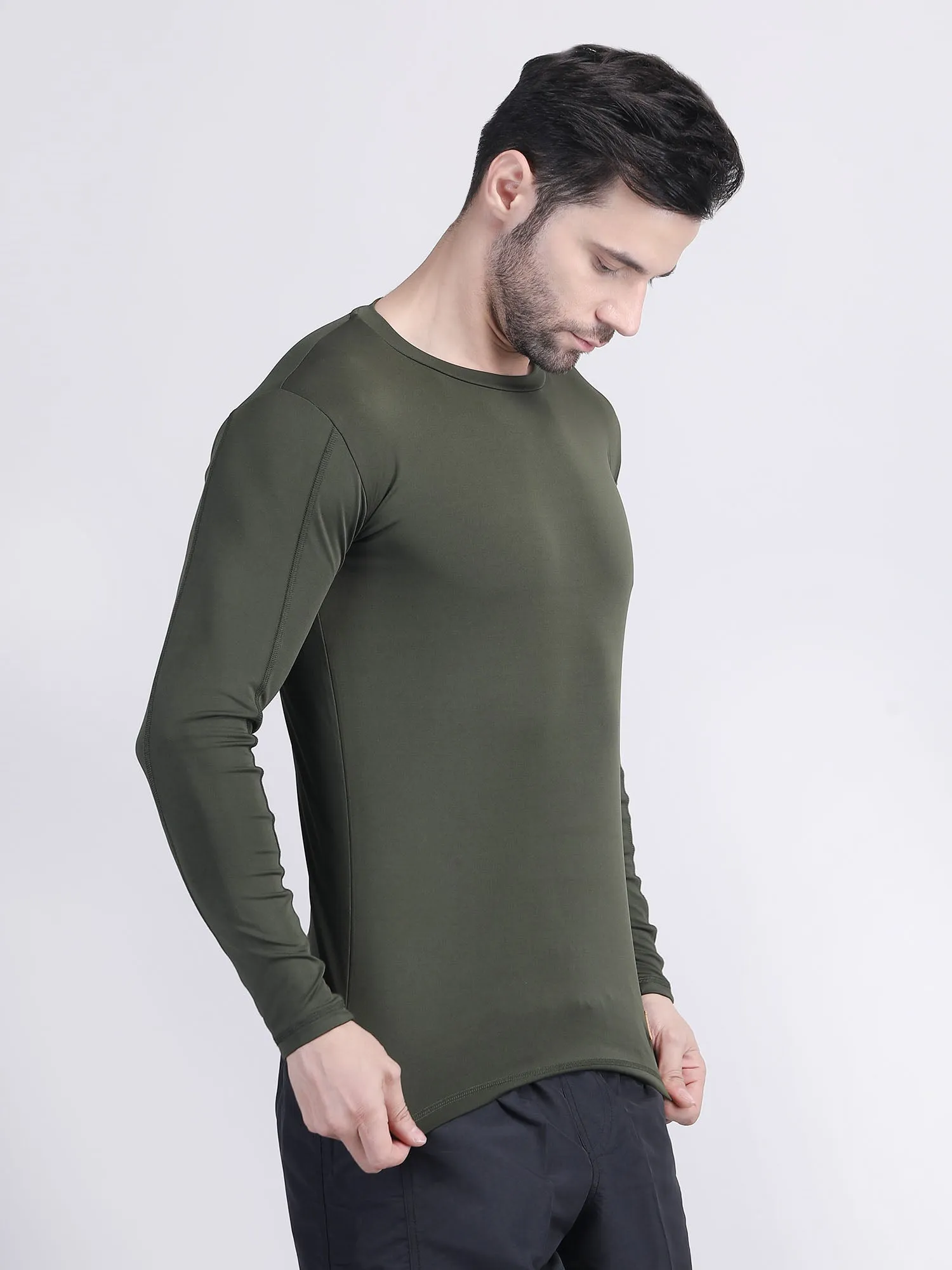 Long sleeve compression t shirt mens with phone holder