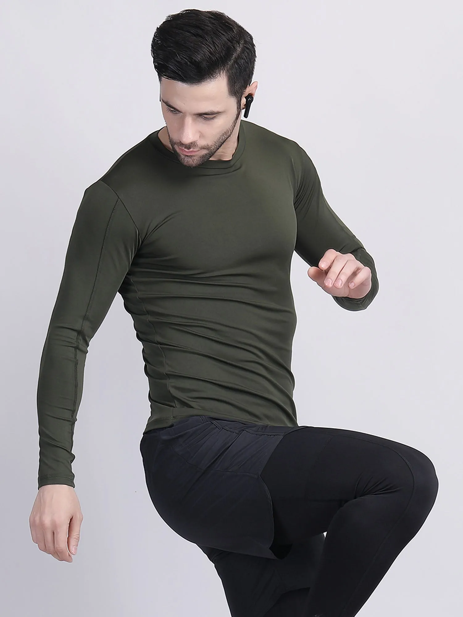 Long sleeve compression t shirt mens with phone holder