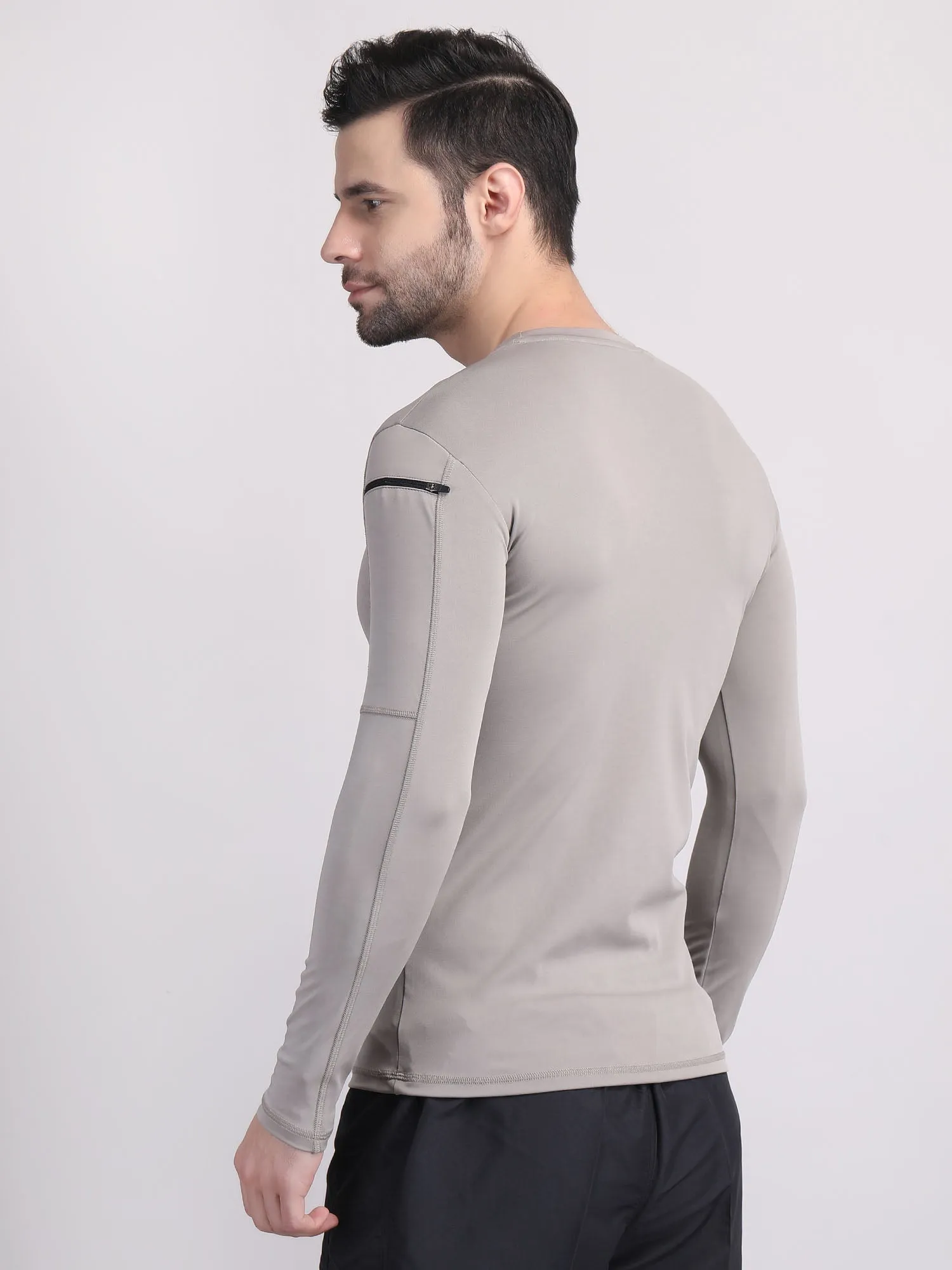 Long sleeve compression t shirt mens with phone holder