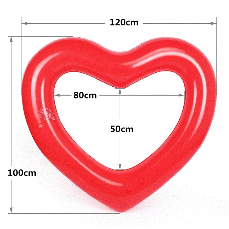 Love Heart Shaped Inflatable Floating Swimming Safety Pool Ring, Inflated Size: 120cm x 100cm (Pink)