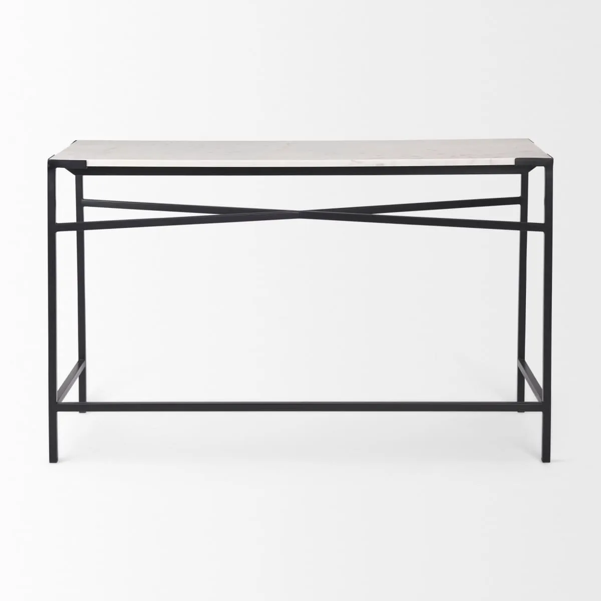 Lucas Console Table White Marble | Black Metal